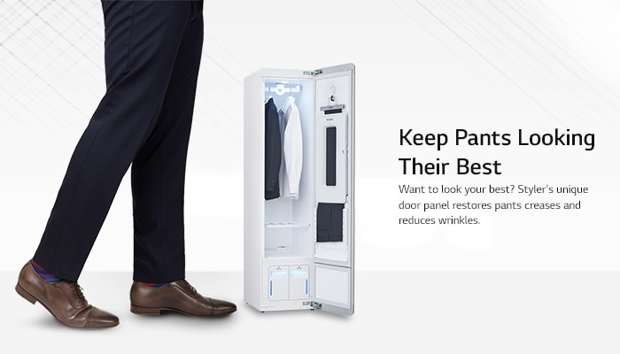 Steam closet restores pant creases and reduces wrinkles.